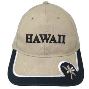Surfware Hawaii Baseball Cap Beige Black Palm Tree Embroidered OS Hat Adjustable